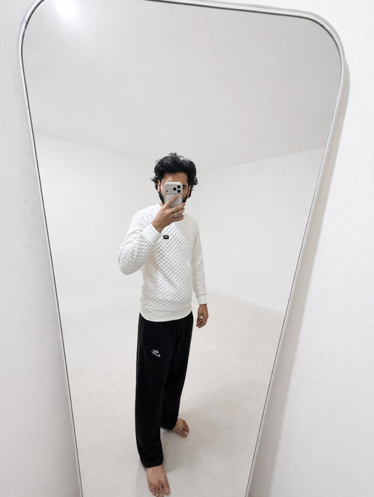 Off-White Textured Checker Sweatshirt