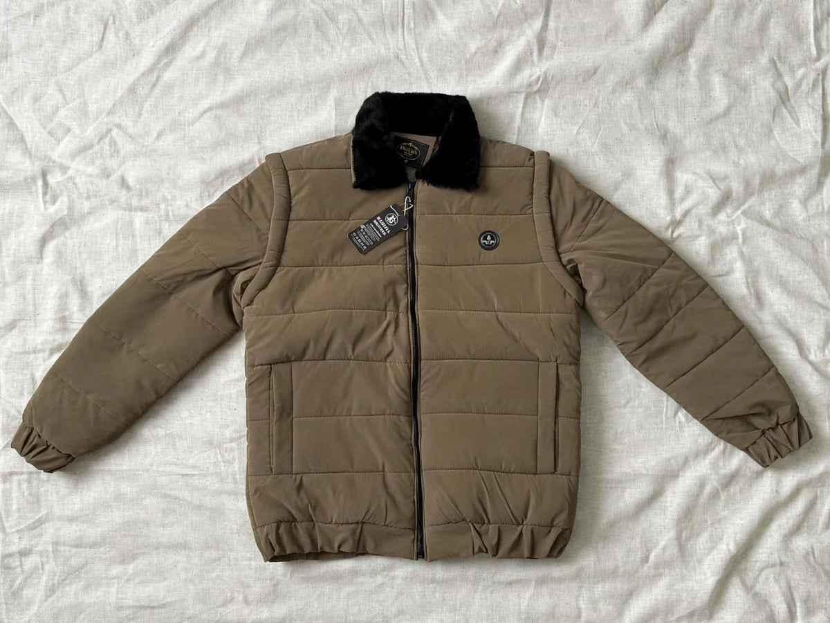 Convertible Puffer Jacket with Fur Collar