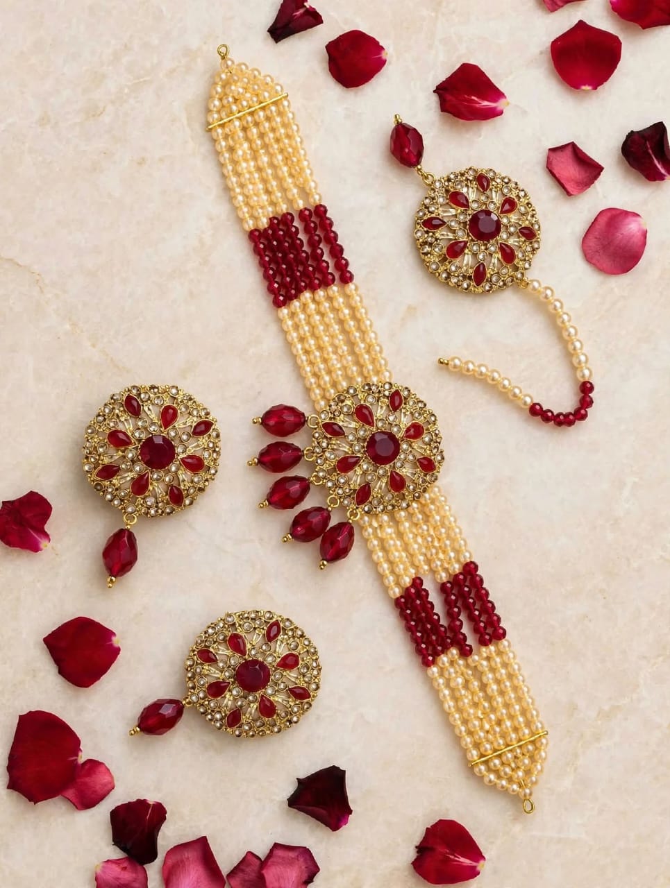 Ruby Pearl Choker Set