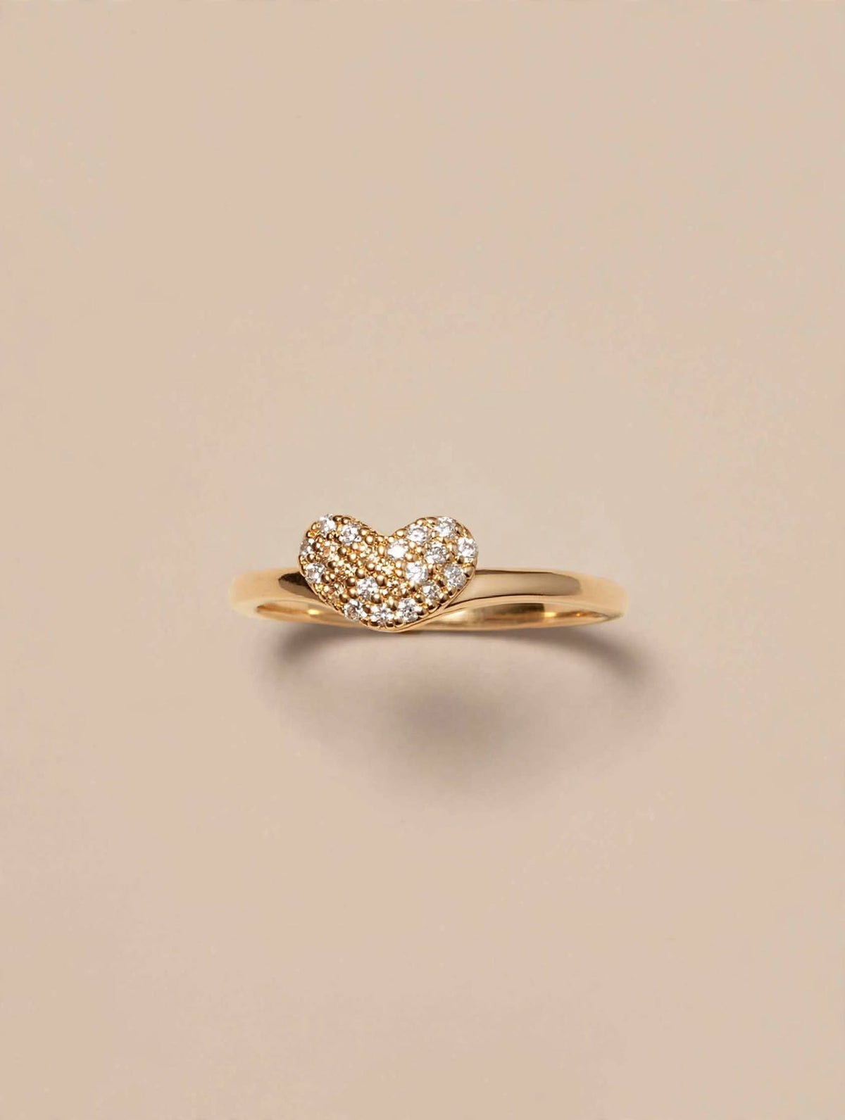 Pavé Heart Gold Ring