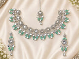Mint Kundan Silver Necklace Set