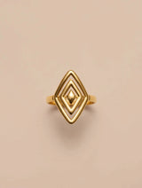 Triple Diamond Geometric Gold Ring
