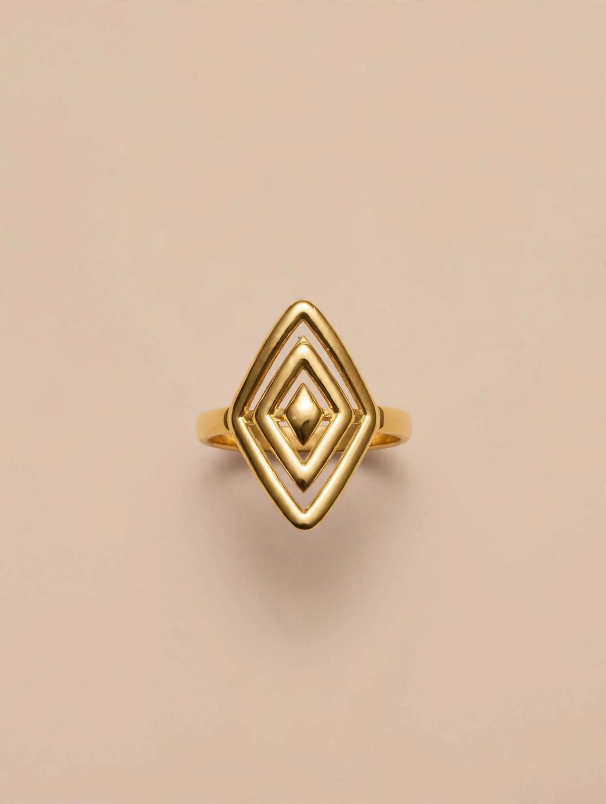 Triple Diamond Geometric Gold Ring