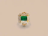 Emerald Green Halo Cocktail Ring