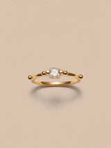 Beaded Princess Solitaire Gold Ring