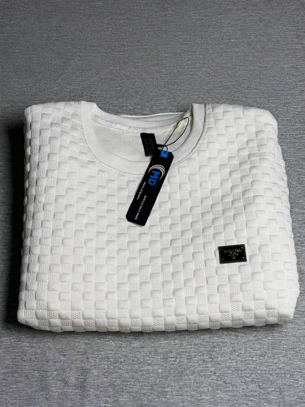 Off-White Textured Checker Sweatshirt