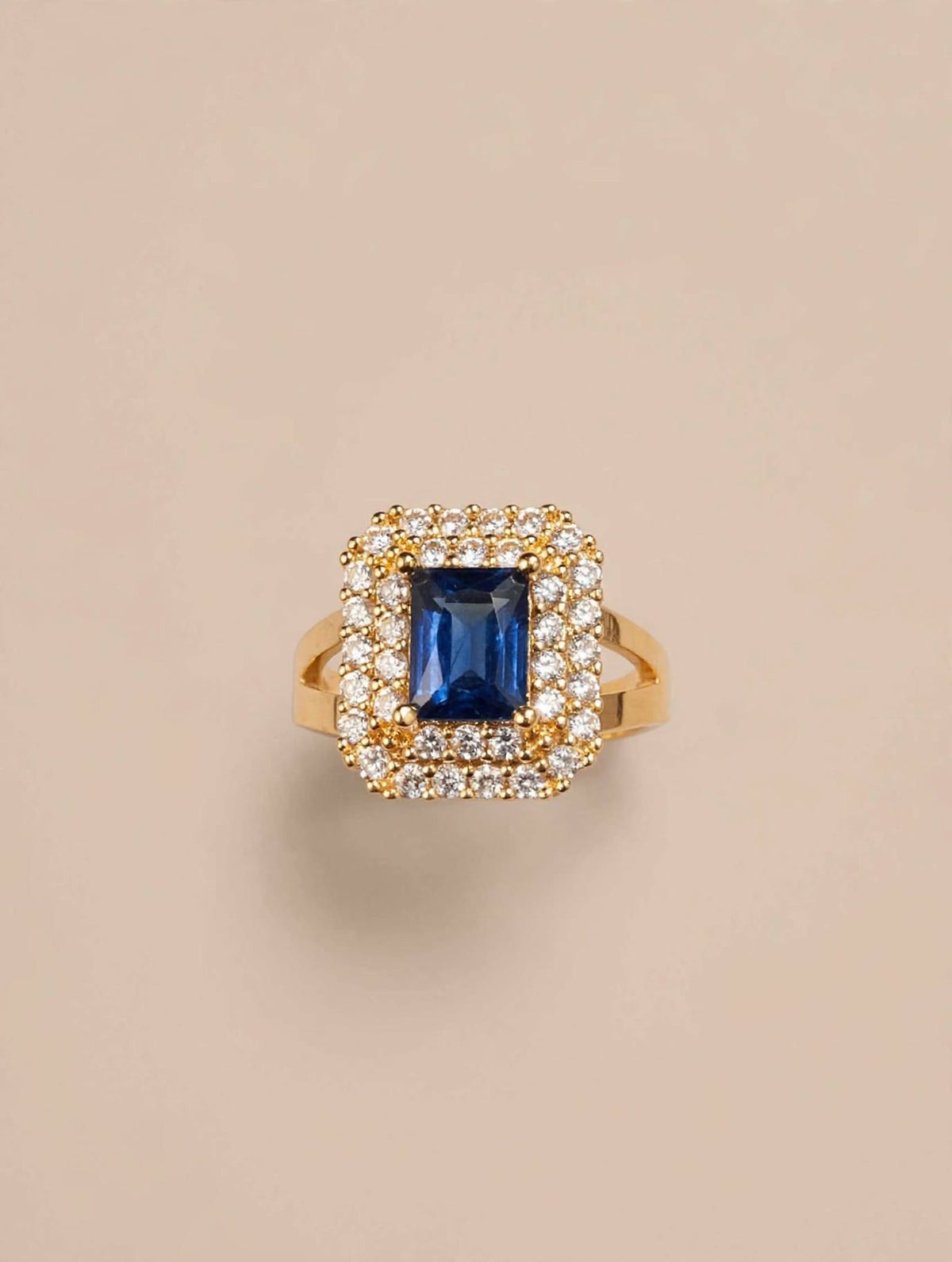 Royal Blue Halo Cocktail Ring