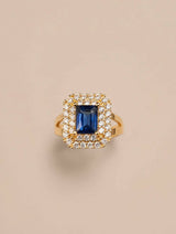 Royal Blue Halo Cocktail Ring