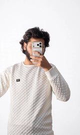 Off-White Textured Checker Sweatshirt