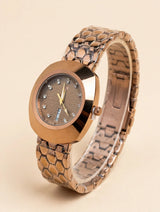 Bronze Textured Dial Crystal Marker Watch