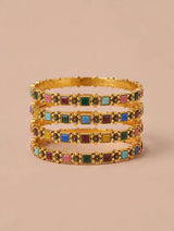 Gold Floral Multicolor Bangles Set of 4