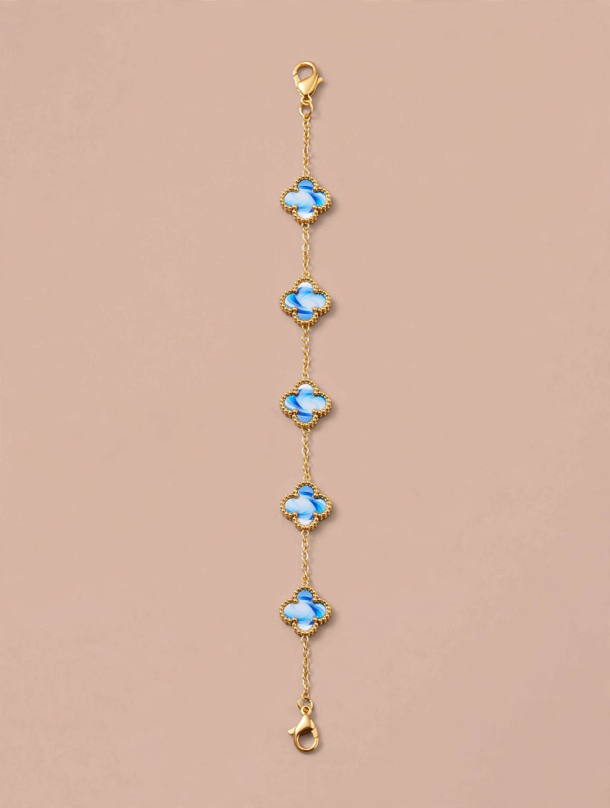 Gold Chain Bracelet with Clover Charms