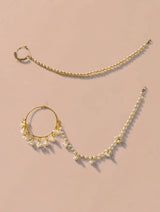 Golden Pearl Bridal Nath with Delicate Pearl Chain