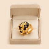 Black Enamel Geometric Ring