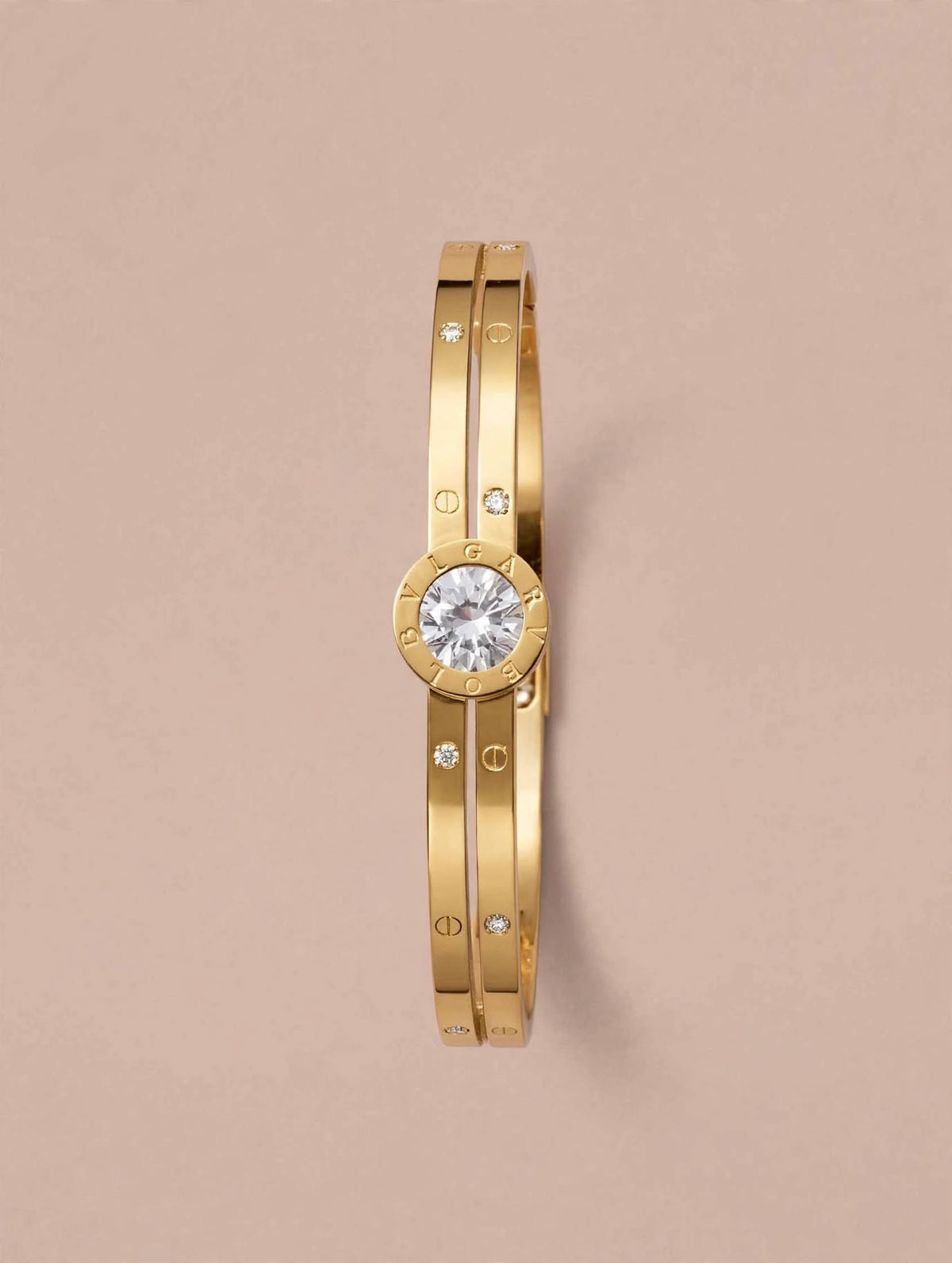 Gold Tone Solitaire Crystal