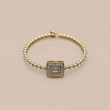 Aqua Blue SquareTennis Bracelet