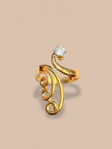 Swirl Vine Gold Ring with Solitaire