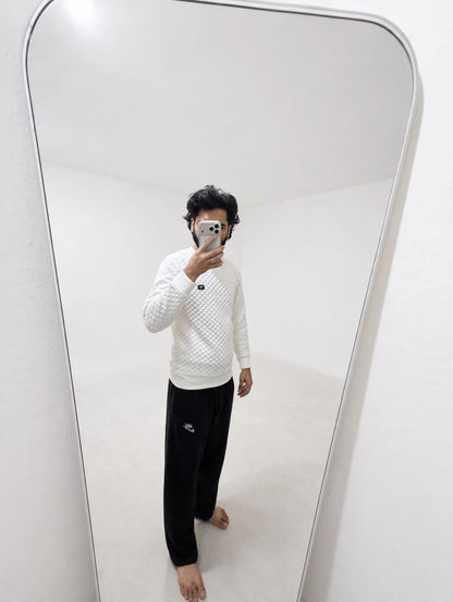 Off-White Textured Checker Sweatshirt