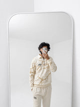 Cream Marble Half-Zip Tracksuit Set