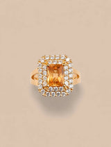 Golden Amber Halo Cocktail Ring
