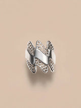 Oxidized Silver Lattice Statement Ring