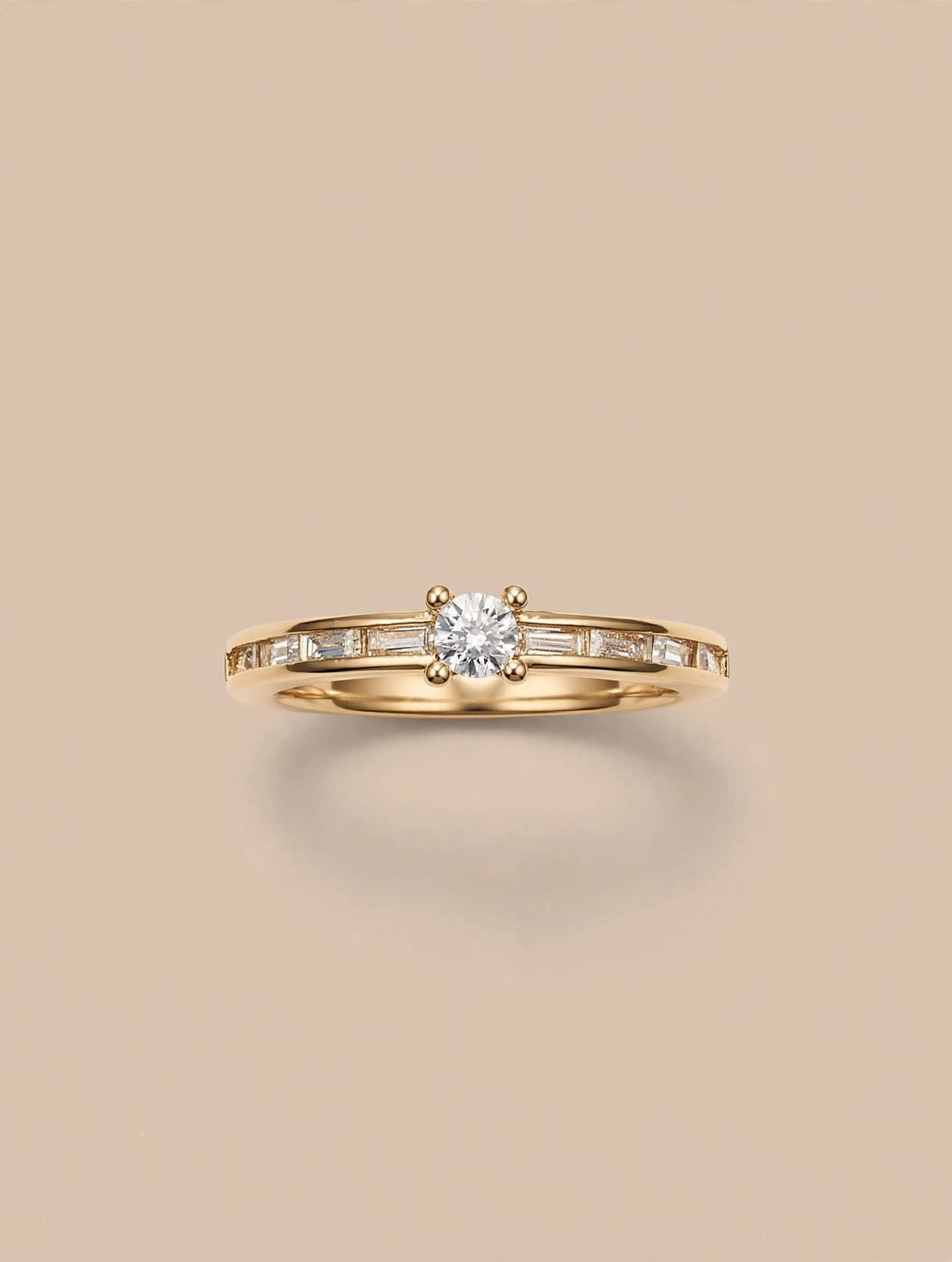 Baguette Solitaire Gold Ring