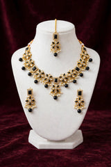 Midnight Bloom Black Kundan Necklace Set