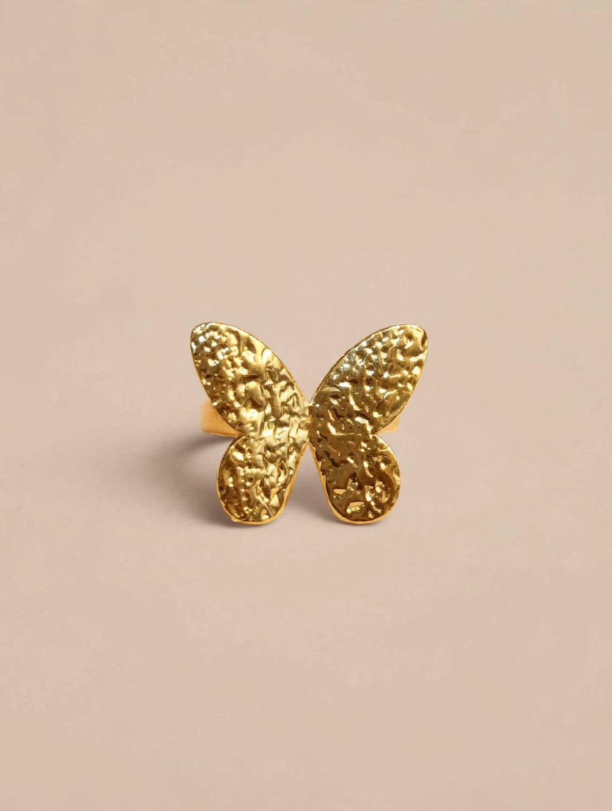 Hammered Butterfly Gold Ring