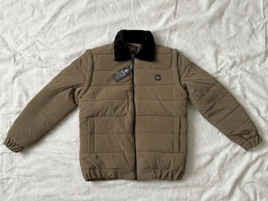 Convertible Puffer Jacket with Fur Collar
