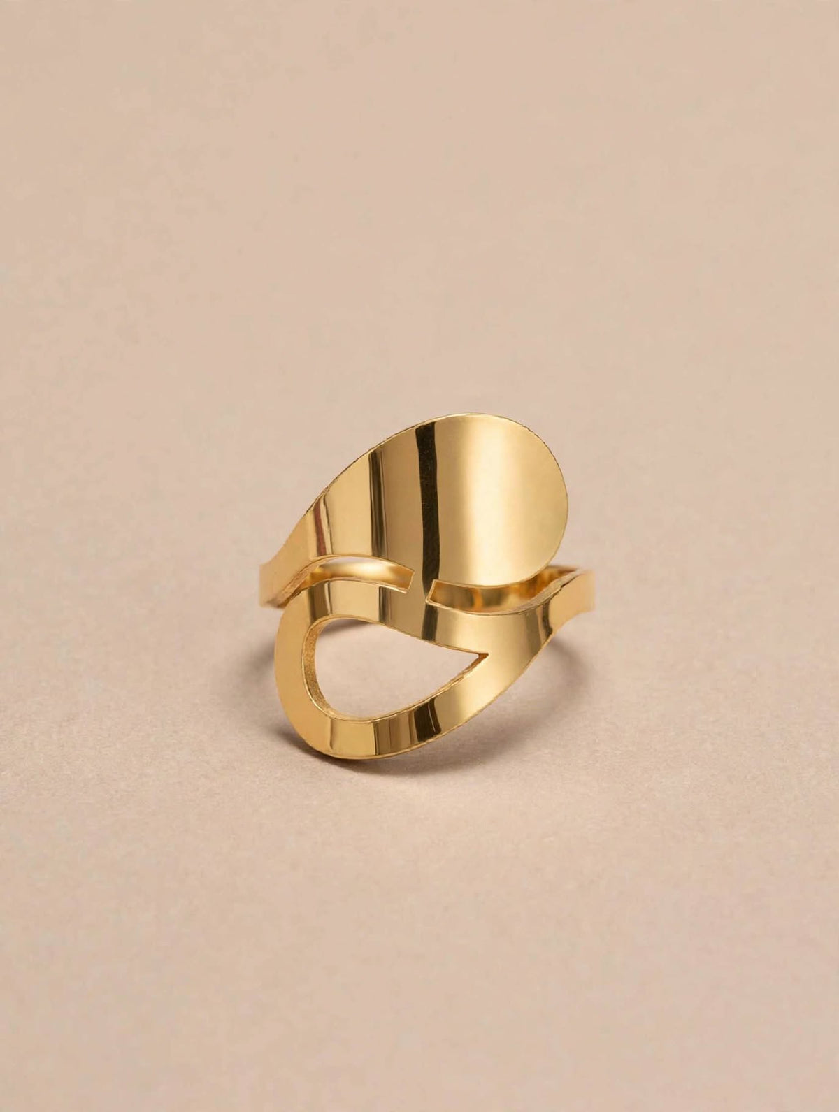 Modern Curve Gold Cutout Ring