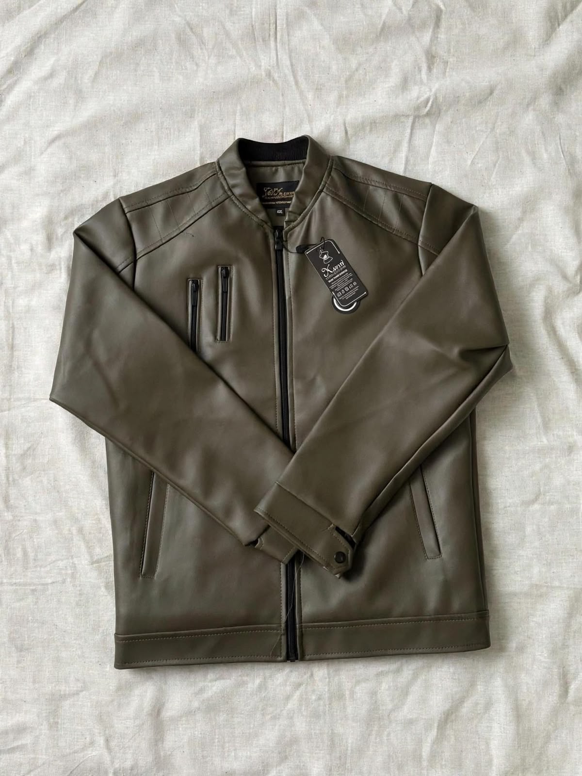 Olive Leather-Look Jacket
