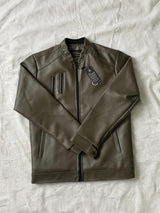 Olive Leather-Look Jacket