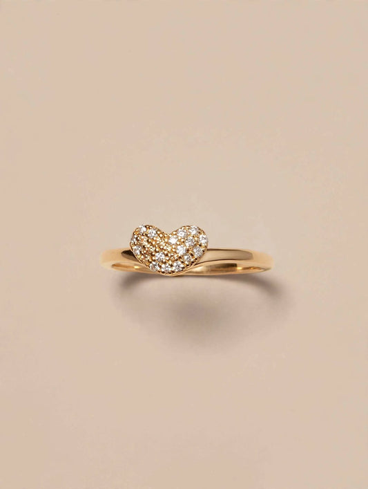 Pavé Heart Gold Ring