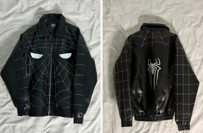 Web Stitch Black Leather-Look Jacket