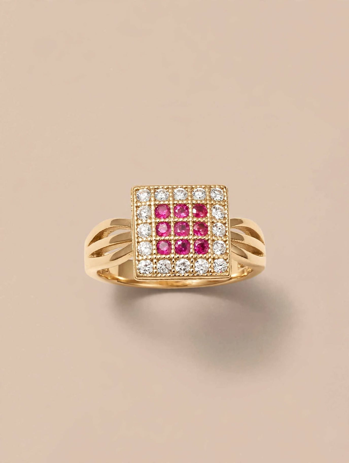 Pink Zircon Square Ring
