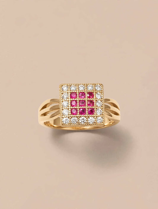 Pink Zircon Square Ring