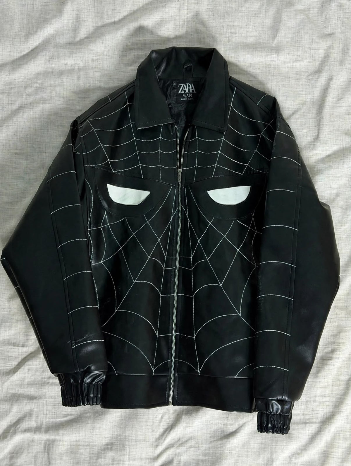 Web Stitch Black Leather-Look Jacket