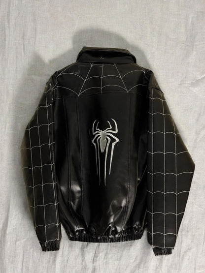 Web Stitch Black Leather-Look Jacket