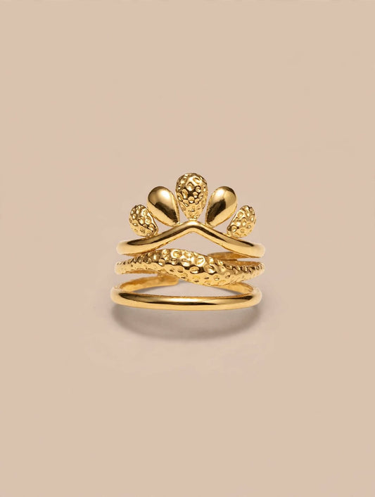 Petal Crown Gold Stack Ring