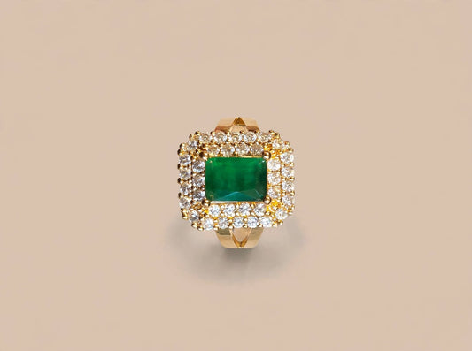 Emerald Green Halo Cocktail Ring