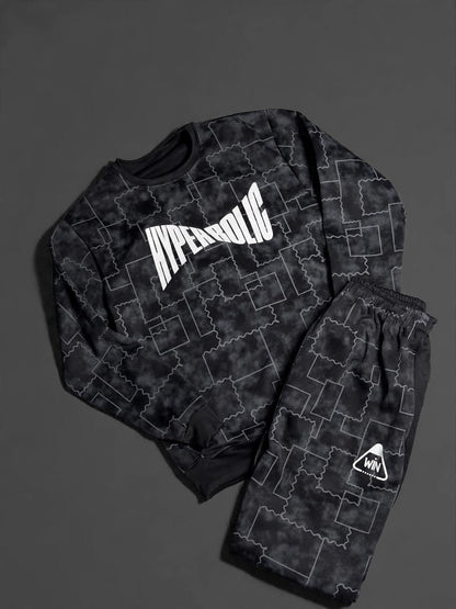 Black Cloud Print Sweatshirt and Jogger Set