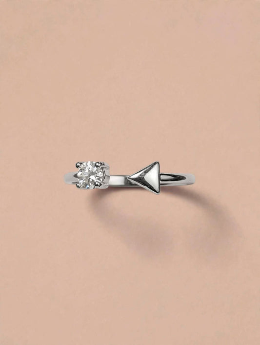Arrow Solitaire Open Silver Ring