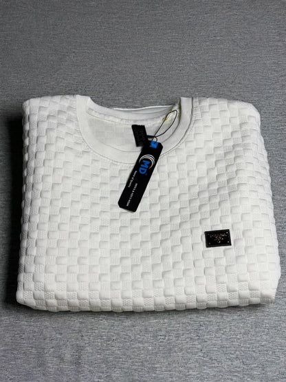 Off-White Textured Checker Sweatshirt