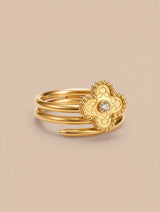 Clover Spiral Wrap Gold Ring