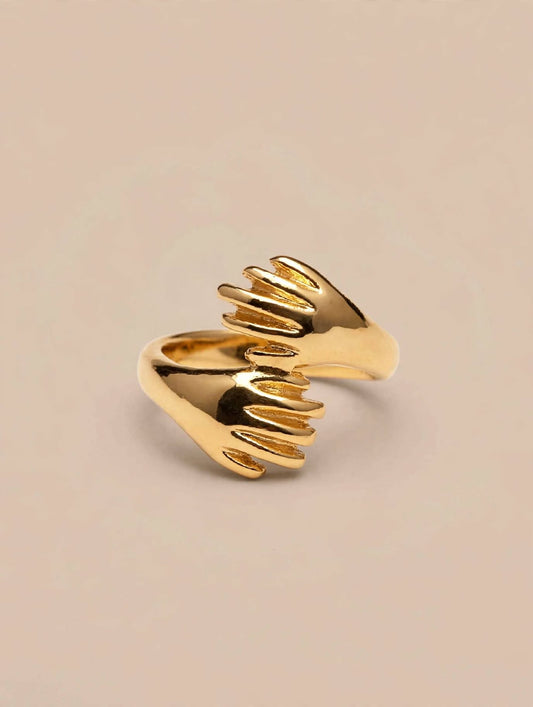 Embrace Hands Gold Wrap Ring