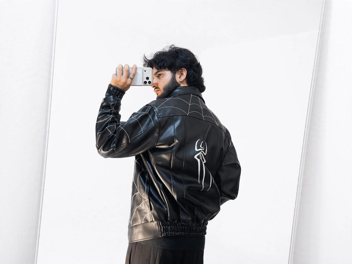 Web Stitch Black Leather-Look Jacket
