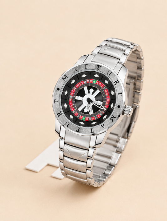 Casino Roulette Wheel Dial Steel Watch