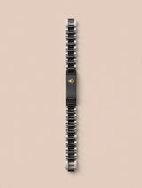 Two-Tone Black & Silver Link Bracelet with Crown Charm