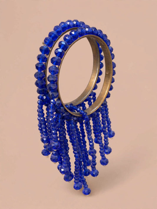 Crystal Tassel Bangles Set of 2