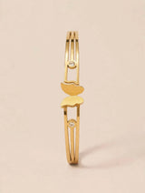 Gold Bar Bracelet with Butterfly Charm and Crystal Accents